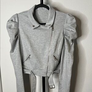 Gray Women's Jacket with Belted Waist